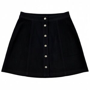 H&M Divided Black Button Front A Line Mini Skirt Sz 6 Gothic Whimsigoth Y2K Vibe